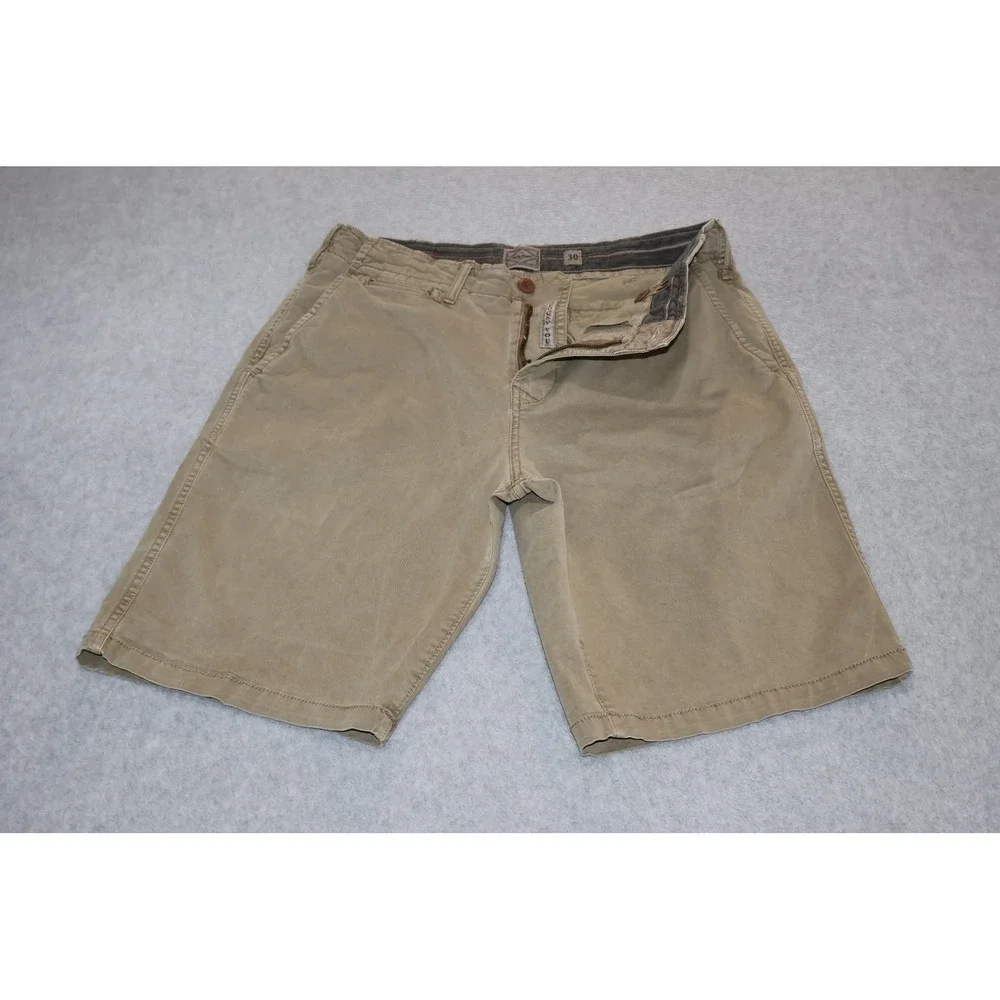 Lucky Brand Shorts Mens 30 Khaki Chino Flat Front Stretch Casual Tan **